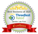 Best Business of 2021 - ThreeBest Rated - Daniels Law Firm - Excellence