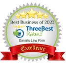 Best Business of 2023 | Three Best Rated | Daniels Law Firm | Excellence | 5 Stars